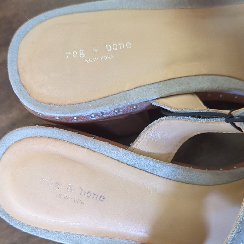 Rag & Bone Baby Blue Suede Leather Block Heel Sandals Size 7.5 - Picture 4 of 5